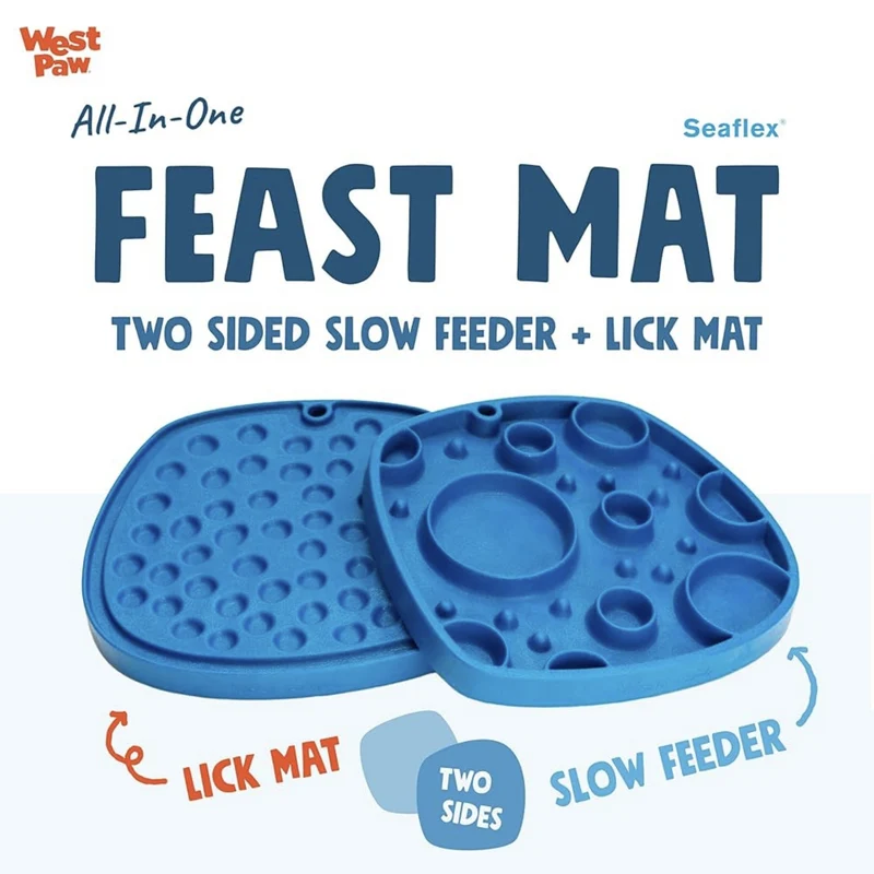 West Paw Seaflex Feast Mat – Schleckmatte für entspanntes Füttern & Beruhigung bei Stress, Angst & Langeweile