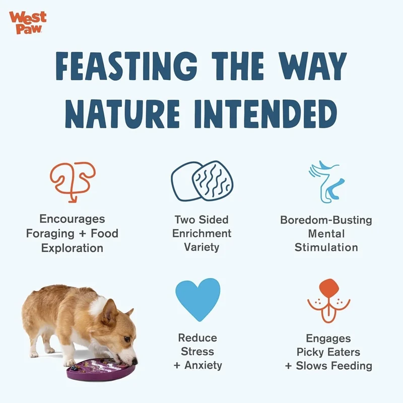 West Paw Seaflex Feast Mat – Schleckmatte für entspanntes Füttern & Beruhigung bei Stress, Angst & Langeweile