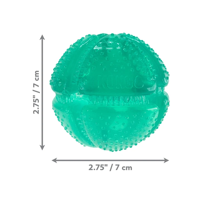 KONG Squeezz Dental Ball – Quietschendes Hundespielzeug mit Zahnreinigung & Massage-Noppen für gesunde Zähne