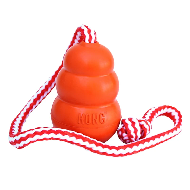 KONG Aqua Schwimmendes Wasserspielzeug für Hunde – Robustes Apportierspielzeug mit Seil für Wasser & Land