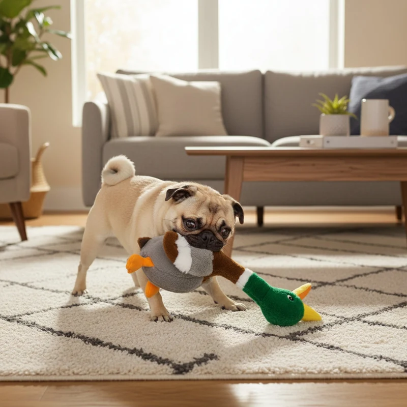 KONG Shakers Honkers Ente – Interaktives Quietsch-Hundespielzeug mit extralangem Hals für stundenlangen Schüttel- & Apportierspaß
