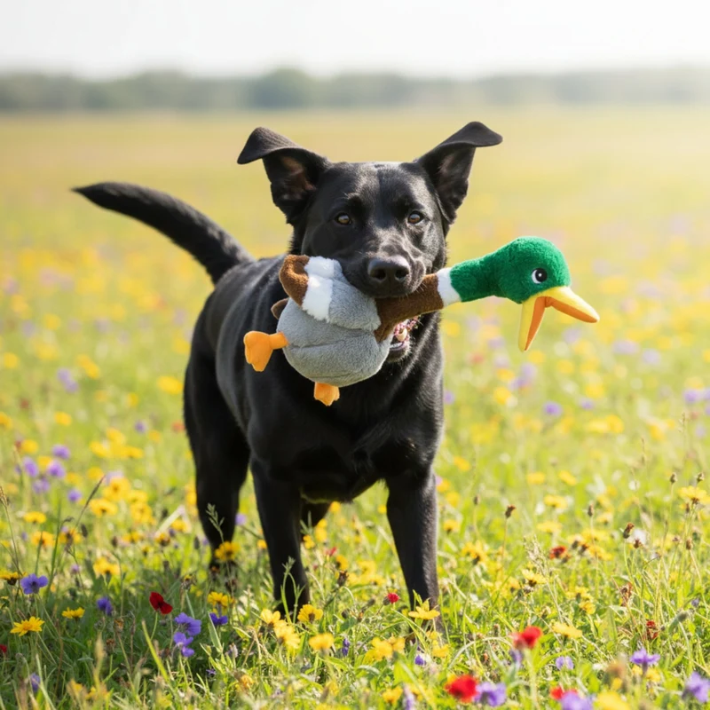 KONG Shakers Honkers Ente – Interaktives Quietsch-Hundespielzeug mit extralangem Hals für stundenlangen Schüttel- & Apportierspaß
