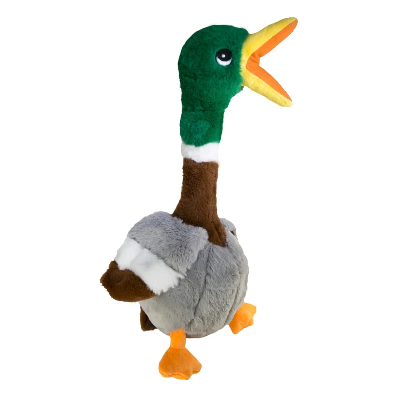 KONG Shakers Honkers Ente – Interaktives Quietsch-Hundespielzeug mit extralangem Hals für stundenlangen Schüttel- & Apportierspaß