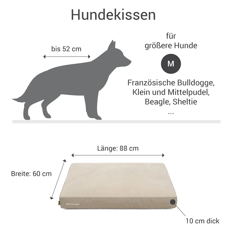 Doctor Bark Ergonomisches Lounge-Kissen für Hunde – waschbar bis 60°C, Made in Germany