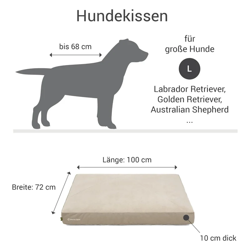 Doctor Bark Ergonomisches Lounge-Kissen für Hunde – waschbar bis 60°C, Made in Germany