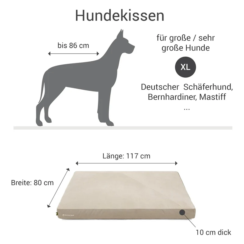 Doctor Bark Ergonomisches Lounge-Kissen für Hunde – waschbar bis 60°C, Made in Germany