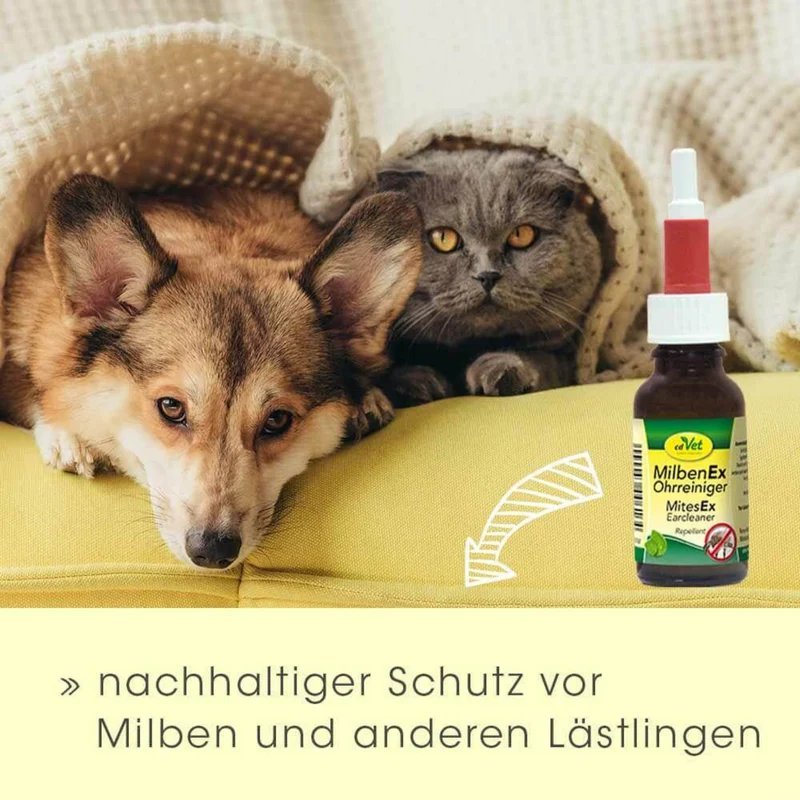 cdVet MilbenEx Ohrreiniger – Natürliche Ohrenpflege gegen Milben, Juckreiz & Entzündungen für Hunde und Katzen