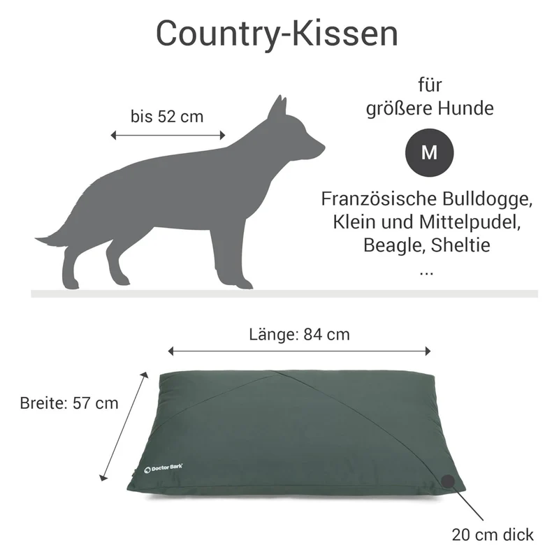 Doctor Bark Country-Kissen – Ergonomisches Hundebett mit weicher Füllung, waschbar & allergikerfreundlich für gesunden Schlaf