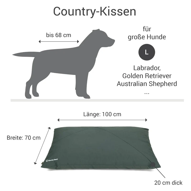 Doctor Bark Country-Kissen – Ergonomisches Hundebett mit weicher Füllung, waschbar & allergikerfreundlich für gesunden Schlaf