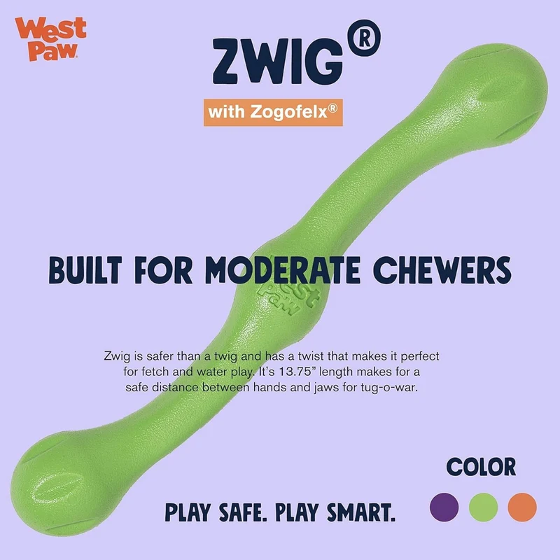 West Paw Zogoflex Zwig – Apportierspielzeug für aktive Hunde, schwimmfähig & robust