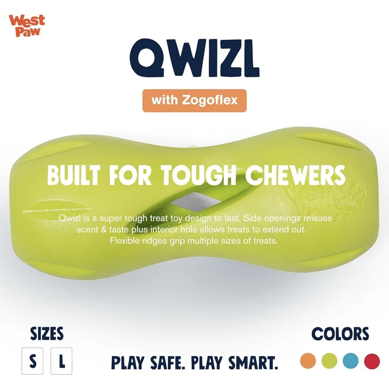 West Paw Zogoflex Qwizl – Robustes, schwimmfähiges Hundespielzeug mit Leckerlie-Funktion für aktive Hunde