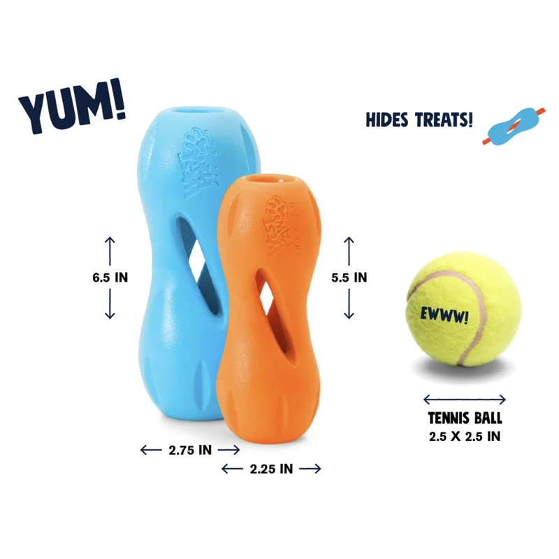 West Paw Zogoflex Qwizl – Robustes, schwimmfähiges Hundespielzeug mit Leckerlie-Funktion für aktive Hunde