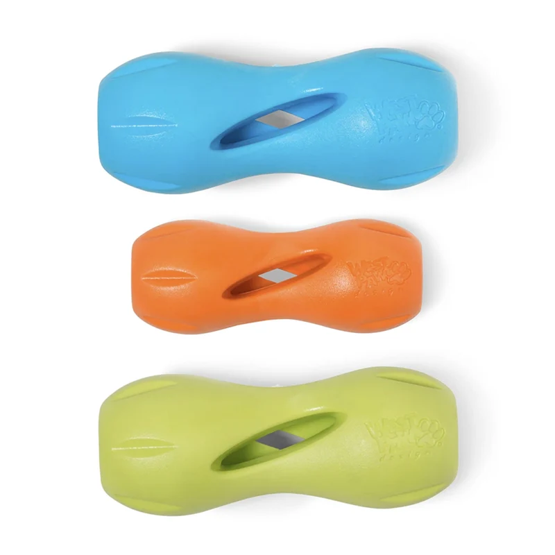 West Paw Zogoflex Qwizl – Robustes, schwimmfähiges Hundespielzeug mit Leckerlie-Funktion für aktive Hunde
