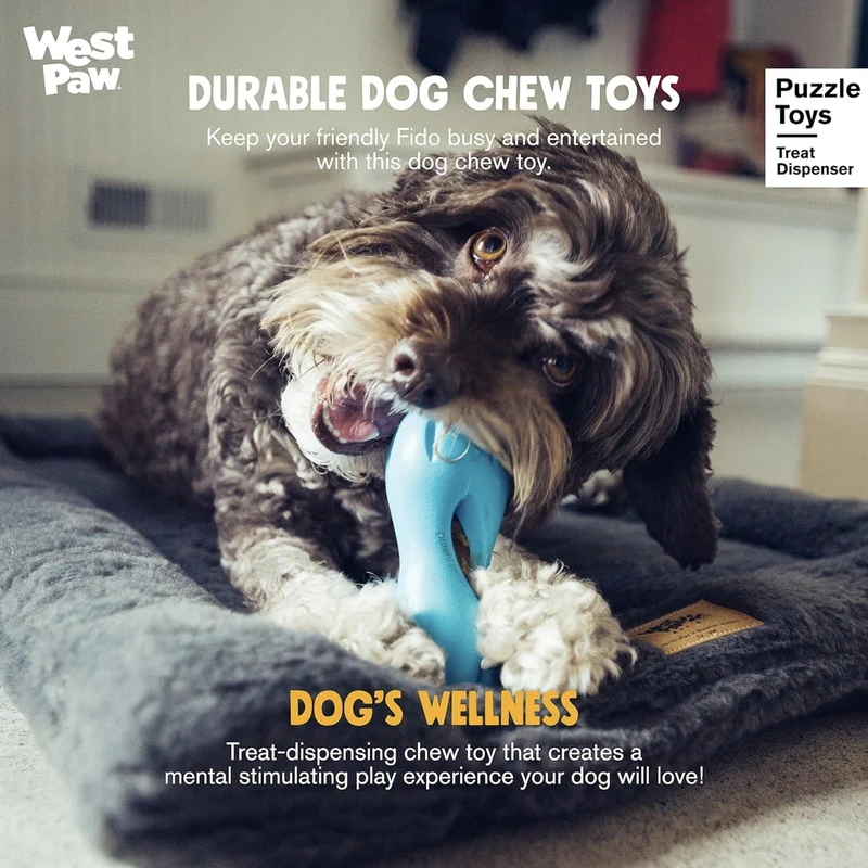 West Paw Zogoflex Qwizl – Robustes, schwimmfähiges Hundespielzeug mit Leckerlie-Funktion für aktive Hunde