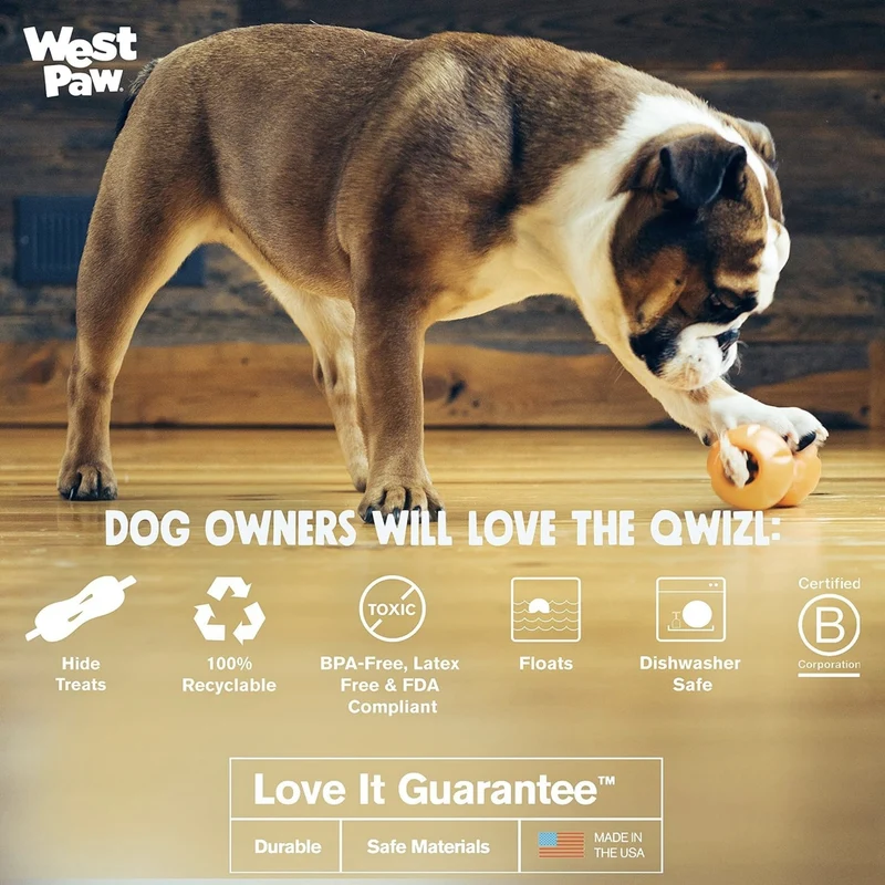 West Paw Zogoflex Qwizl – Robustes, schwimmfähiges Hundespielzeug mit Leckerlie-Funktion für aktive Hunde