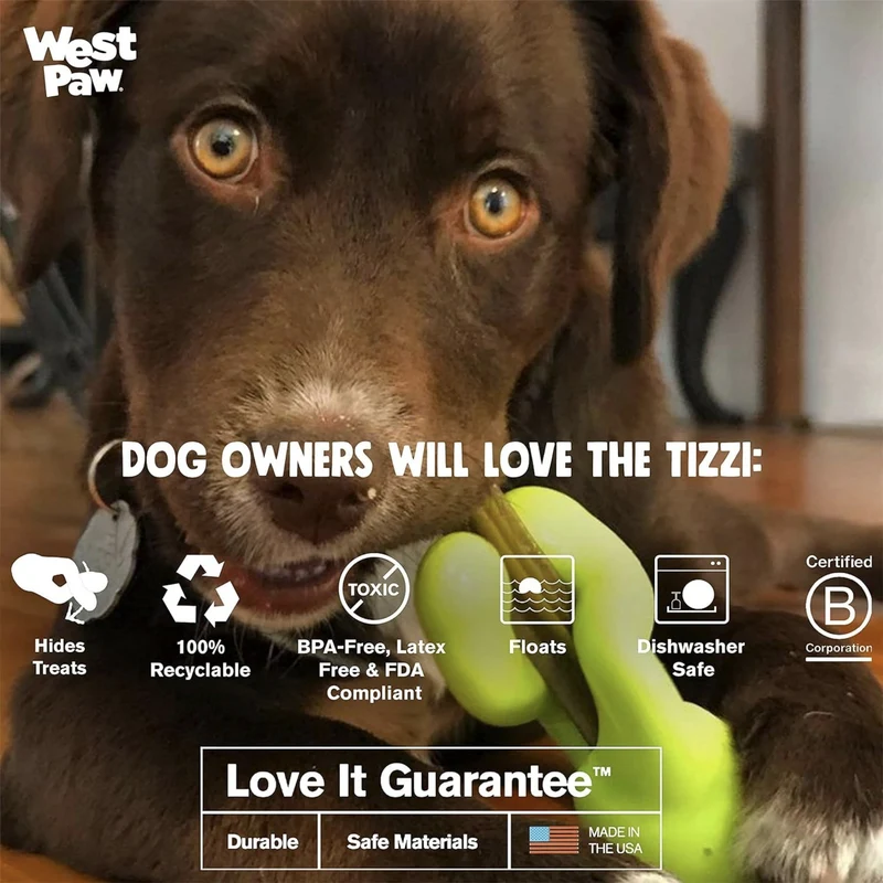West Paw Zogoflex Tizzi – Interaktives Intelligenzspielzeug für gelangweilte & unterforderte Hunde | Robust, schwimmfähig & befüllbar