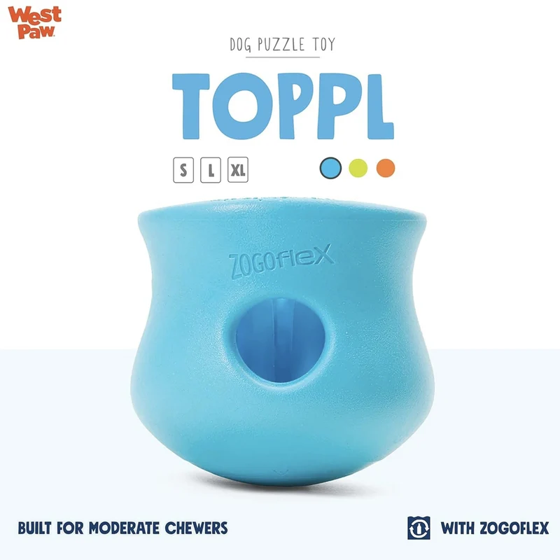 West Paw Toppl Intelligenzspielzeug – Interaktiver Futterspender gegen Langeweile, Stress & Zerstörungswut – Robust, Befüllbar & Spülmaschinenfest