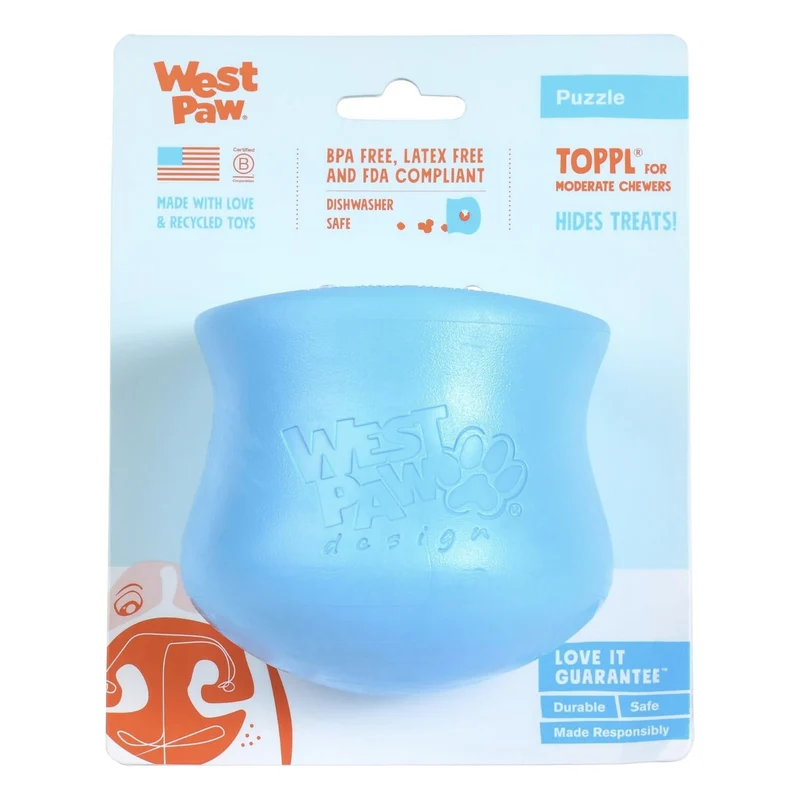 West Paw Toppl Intelligenzspielzeug – Interaktiver Futterspender gegen Langeweile, Stress & Zerstörungswut – Robust, Befüllbar & Spülmaschinenfest