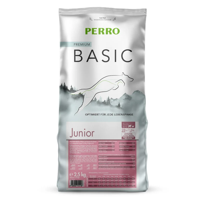 Perro Basic Junior Welpen-Trockenfutter – Optimale Entwicklung für Gelenke, Darmflora & Immunsystem bei Junghunden