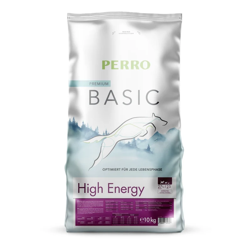 Perro Basic High Energy Trockenfutter für aktive Hunde – Premium Hundefutter mit 26,5% Protein für Dienst-, Sport- und Arbeitshunde mit hohem Energiebedarf