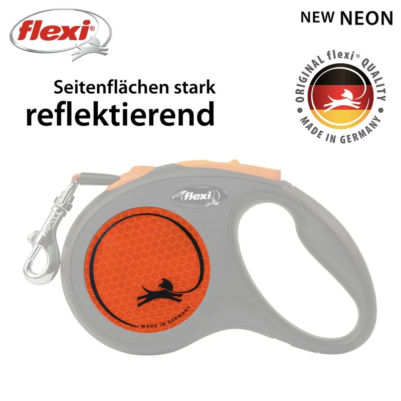 Flexi New Neon Gurtleine – Reflektierende Roll-Leine für maximale Sicherheit & Bewegungsfreiheit bei Tag & Nacht