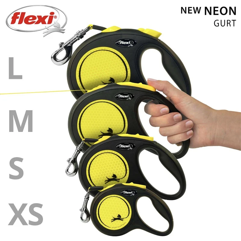 Flexi New Neon Gurtleine – Reflektierende Roll-Leine für maximale Sicherheit & Bewegungsfreiheit bei Tag & Nacht