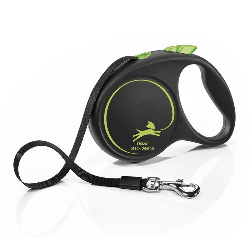 Flexi Black Design Gurtleine – Ausziehbare Hundeleine mit Bremssystem für mittelgroße bis große Hunde, 5m Gurt in stylischen Farben
