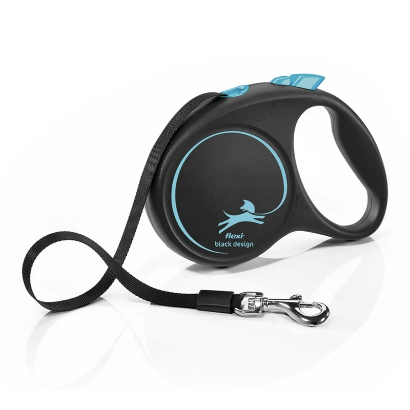 Flexi Black Design Gurtleine – Ausziehbare Hundeleine mit Bremssystem für mittelgroße bis große Hunde, 5m Gurt in stylischen Farben