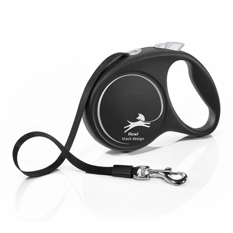 Flexi Black Design Gurtleine – Ausziehbare Hundeleine mit Bremssystem für mittelgroße bis große Hunde, 5m Gurt in stylischen Farben