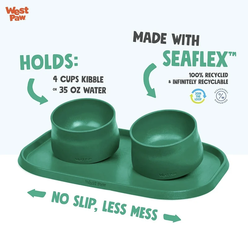 West Paw Seaflex Doggie Placemat – Rutschfeste Napfunterlage für saubere Fütterung
