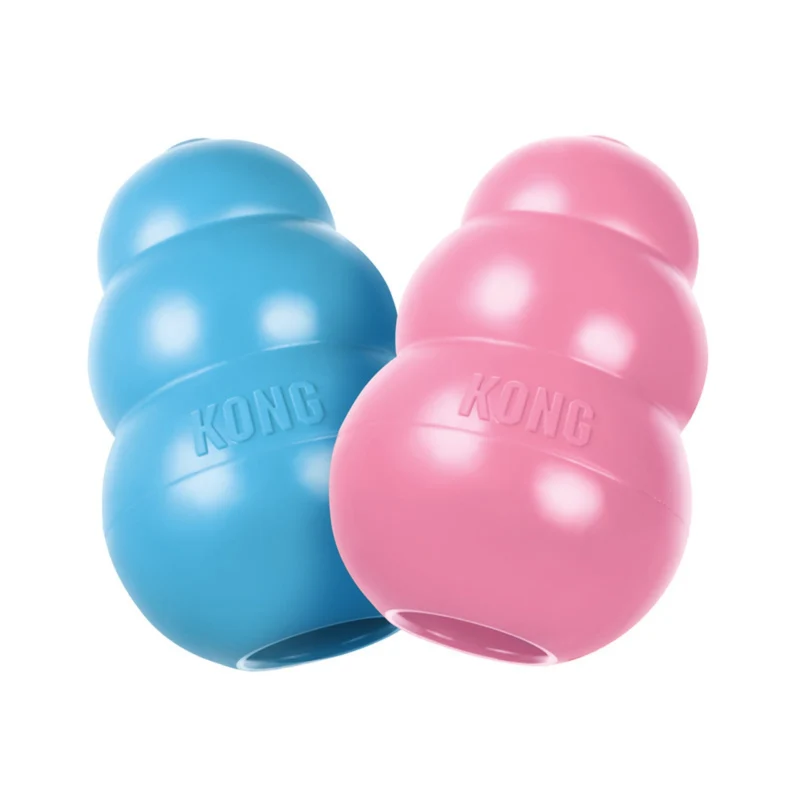 KONG Puppy Kauspielzeug aus Naturkautschuk – Welpensicheres Kau- & Intelligenzspielzeug für gesunde Zähne & entspanntes Zahnwachstum