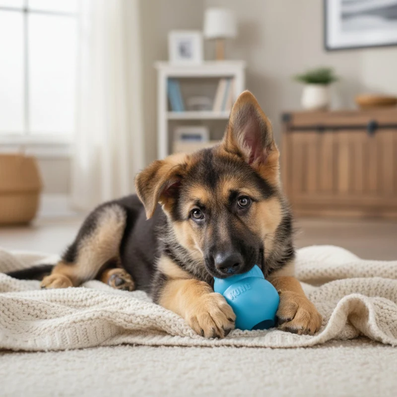 KONG Puppy Kauspielzeug aus Naturkautschuk – Welpensicheres Kau- & Intelligenzspielzeug für gesunde Zähne & entspanntes Zahnwachstum