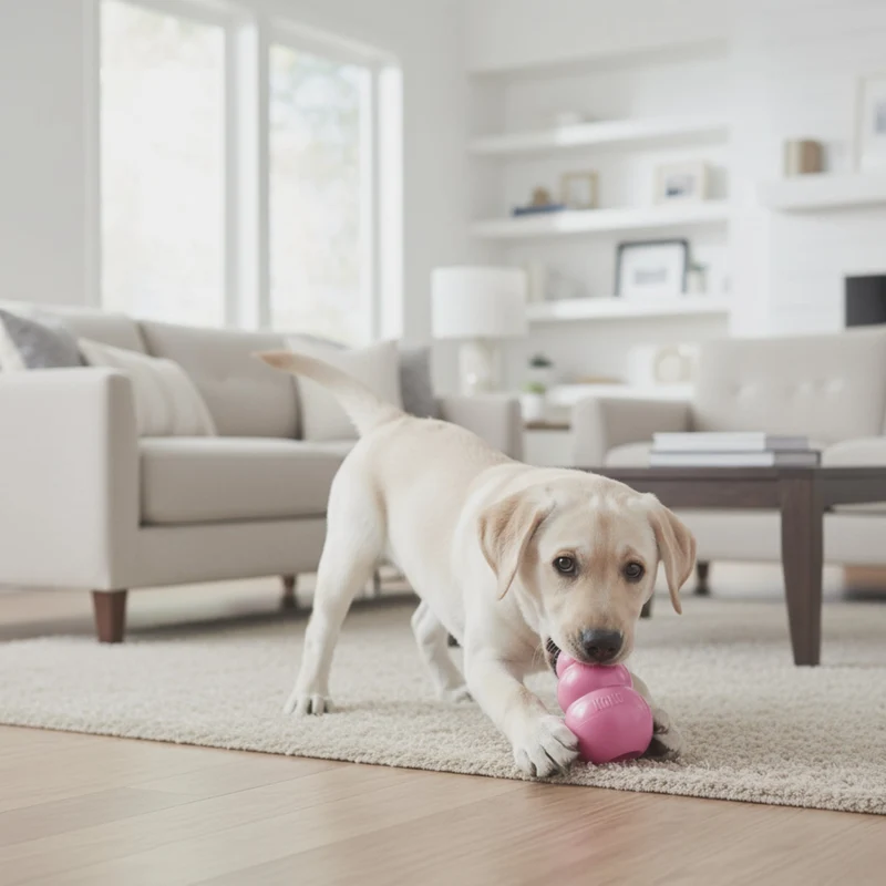 KONG Puppy Kauspielzeug aus Naturkautschuk – Welpensicheres Kau- & Intelligenzspielzeug für gesunde Zähne & entspanntes Zahnwachstum