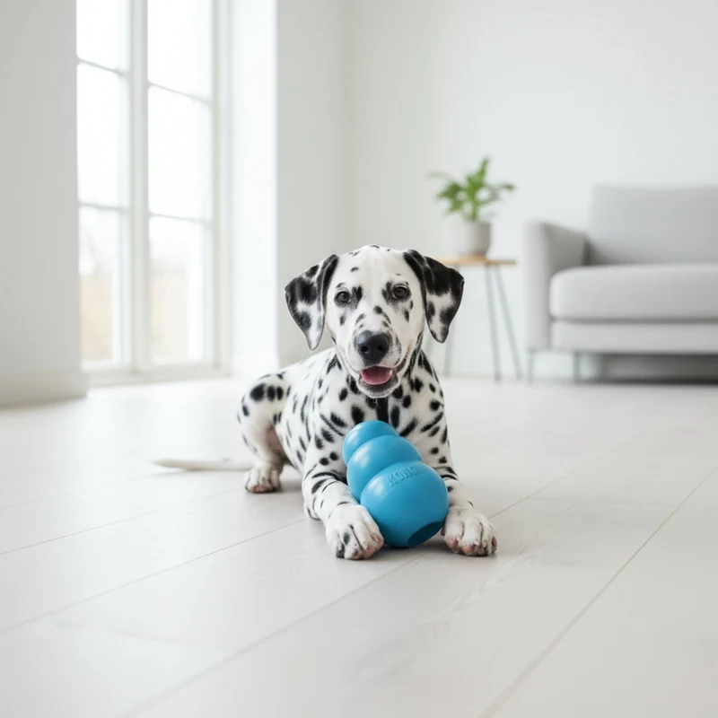 KONG Puppy Kauspielzeug aus Naturkautschuk – Welpensicheres Kau- & Intelligenzspielzeug für gesunde Zähne & entspanntes Zahnwachstum