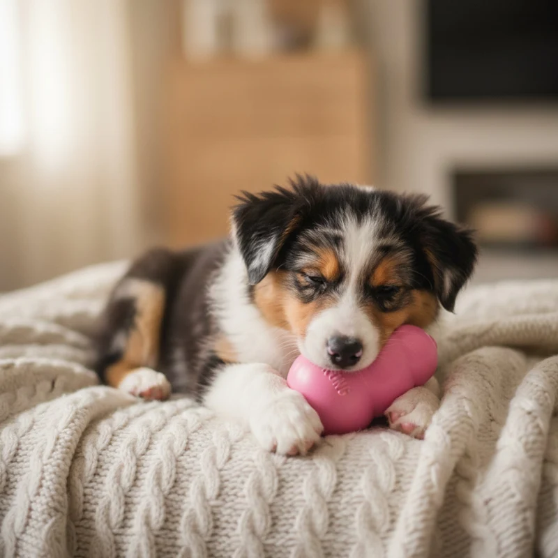 KONG Puppy Kauspielzeug aus Naturkautschuk – Welpensicheres Kau- & Intelligenzspielzeug für gesunde Zähne & entspanntes Zahnwachstum