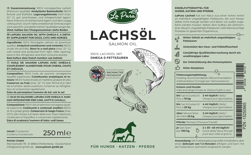 LaPura Lachsöl für Hunde, Katzen und Pferde