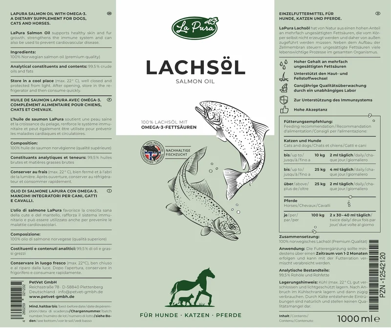 LaPura Lachsöl für Hunde, Katzen und Pferde