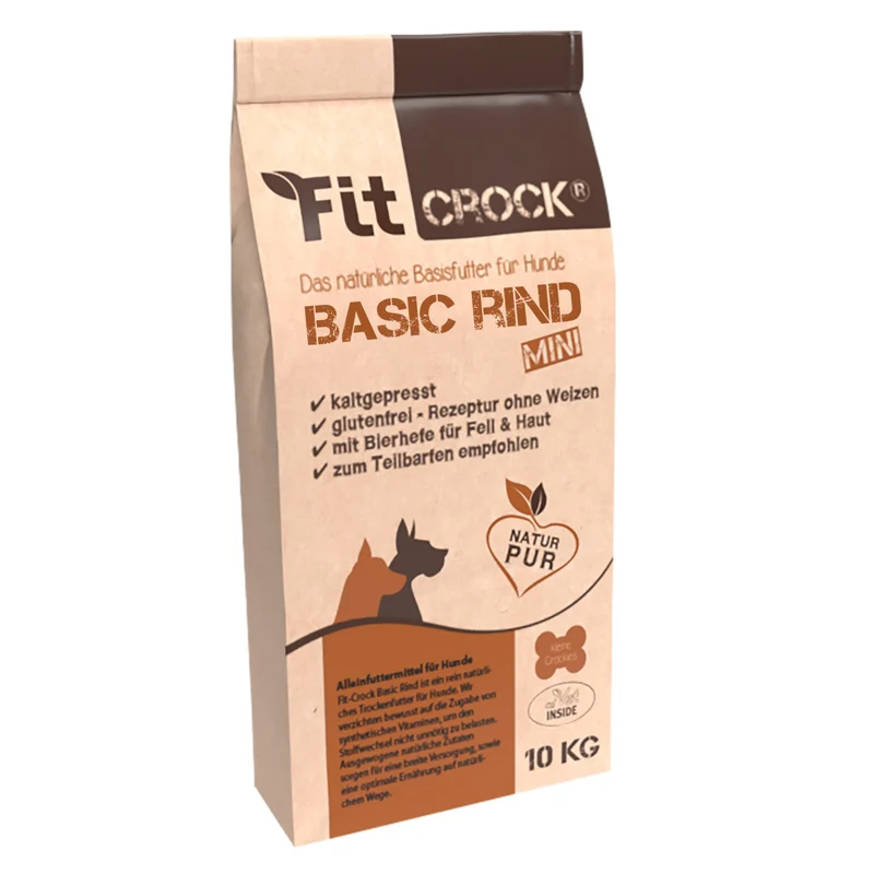 cdVet Fit-Crock Basic Rind Mini – Kaltgepresstes Premium-Trockenfutter für kleine Hunde mit natürlichem Rind, schonend verarbeitet für optimale Verdauung und Vitalität