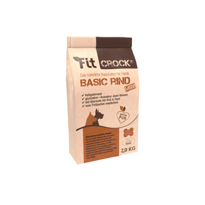 cdVet Fit-Crock Basic Rind Mini – Kaltgepresstes Premium-Trockenfutter für kleine Hunde mit natürlichem Rind, schonend verarbeitet für optimale Verdauung und Vitalität