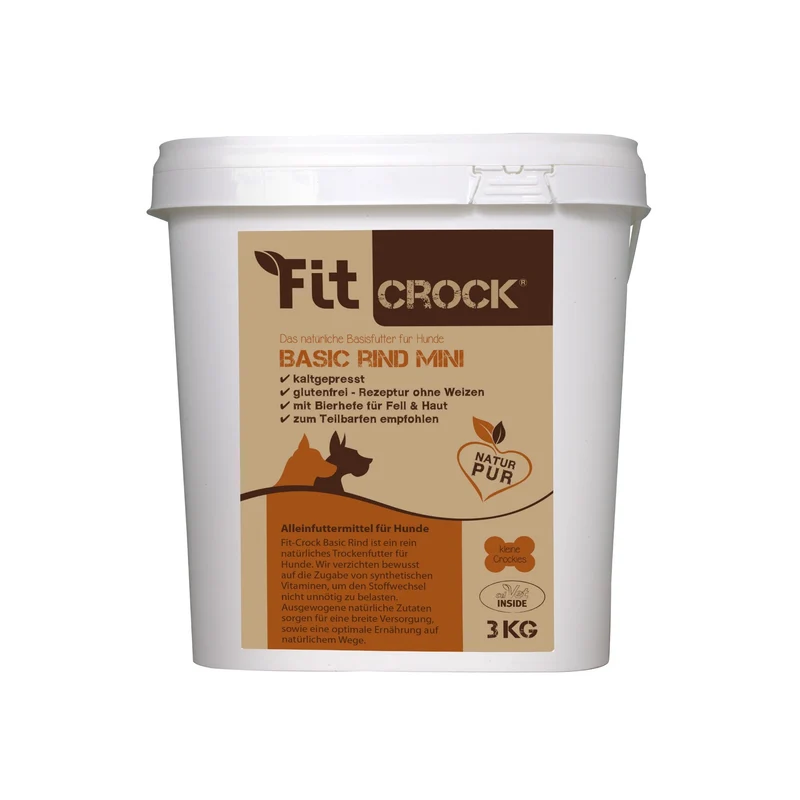 cdVet Fit-Crock Basic Rind Mini – Kaltgepresstes Premium-Trockenfutter für kleine Hunde mit natürlichem Rind, schonend verarbeitet für optimale Verdauung und Vitalität
