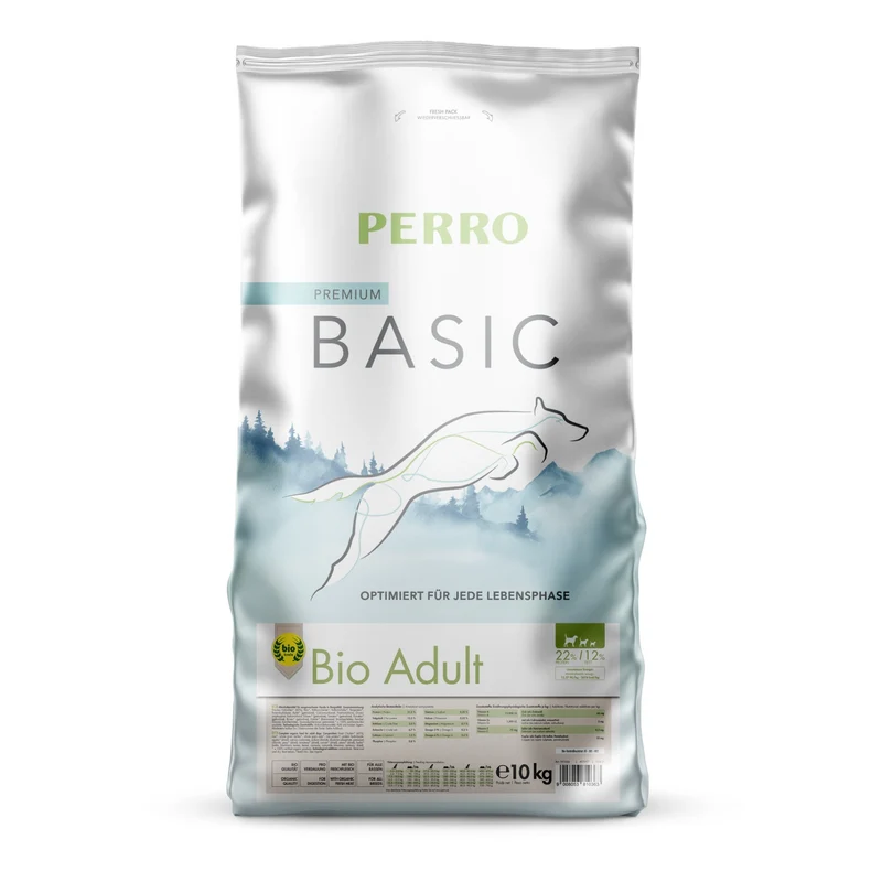Perro Basic Bio Adult – Premium Bio-Trockenfutter für ernährungssensible Hunde | Weizenfrei & 100% Bio-Qualität für glänzendes Fell