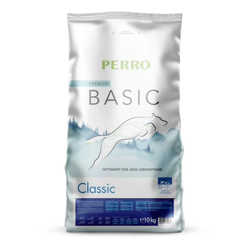 Perro Basic Classic Premium Trockenfutter für erwachsene Hunde – Ausgewogene Ernährung mit Grünlippmuschelextrakt für gesunde Gelenke & glänzendes Fell