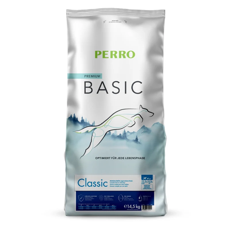 Perro Basic Classic Premium Trockenfutter für erwachsene Hunde – Ausgewogene Ernährung mit Grünlippmuschelextrakt für gesunde Gelenke & glänzendes Fell