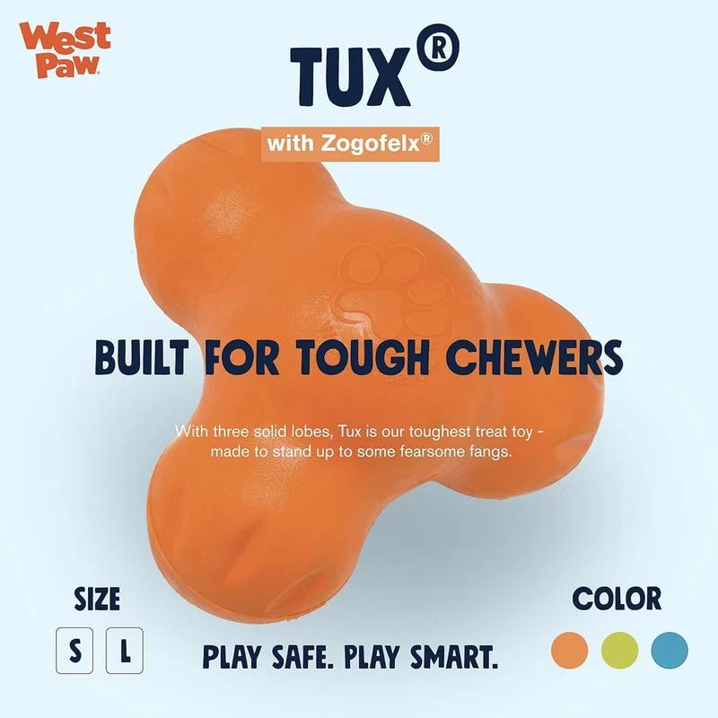 West Paw Zogoflex Tux - Robustes Kauspielzeug & Wurfspielzeug für aktive Hunde | Schwimmfähig & befüllbar mit Leckerlis