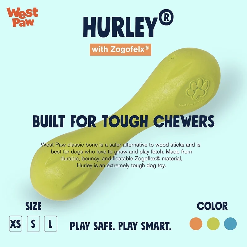 West Paw Zogoflex Hurley – Robustes Kauspielzeug für Hunde, schwimmfähig & spülmaschinenfest