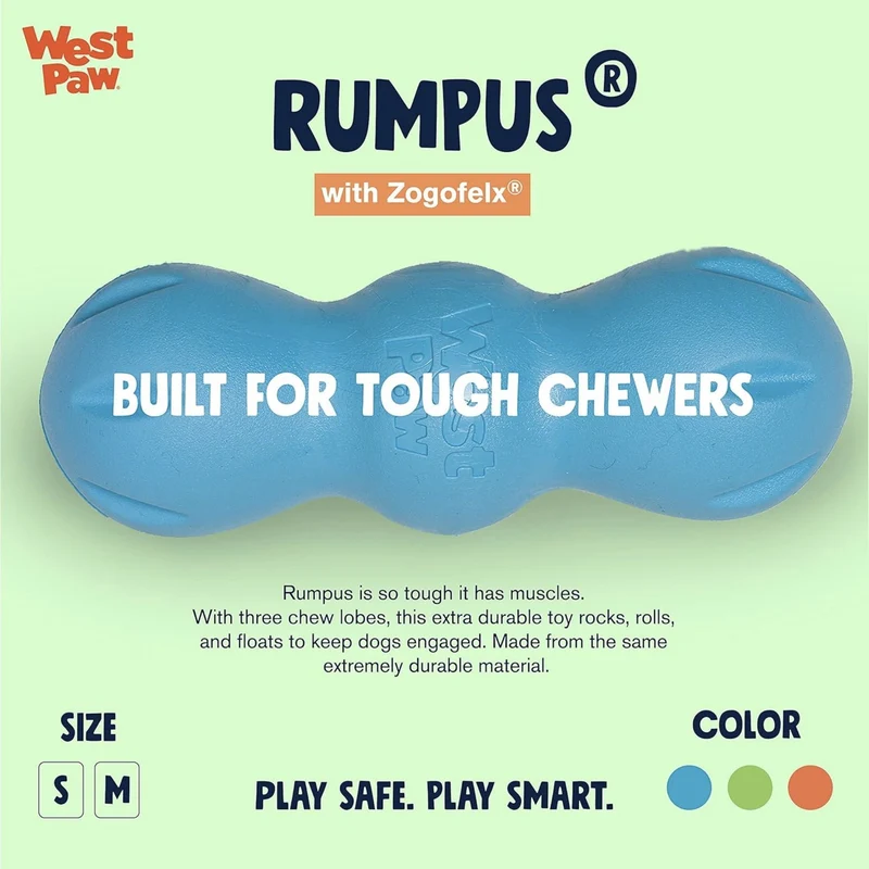 West Paw Zogoflex Rumpus – Robustes Hundespielzeug für Power-Kauer, schwimmfähig & zahnschonend