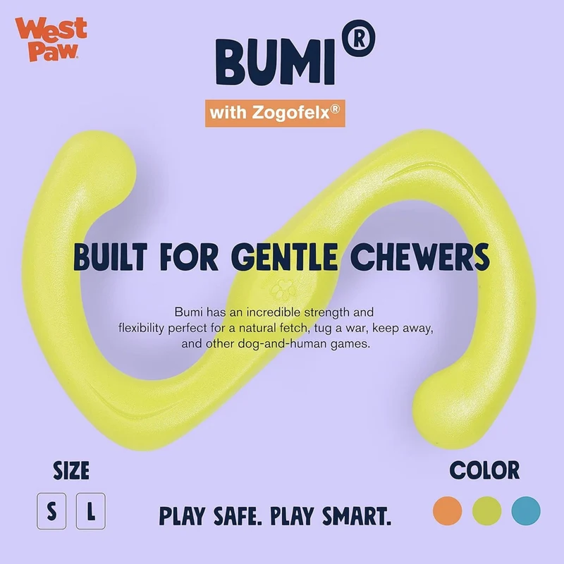 West Paw Zogoflex Bumi – Interaktives Zerrspielzeug für aktive Hunde | Robust, flexibel & perfekt für Apportieren