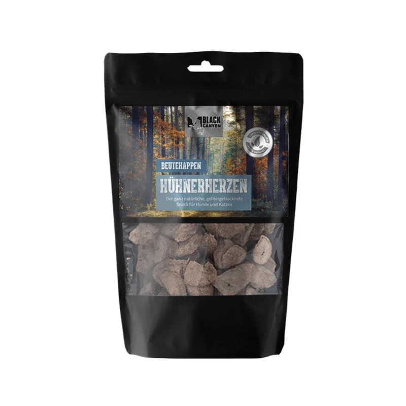 Black Canyon Beutehappen Hühnerherzen - Premium Hundesnack gefriergetrocknet, 100% natürliches Protein für Training, Belohnung & Beschäftigung