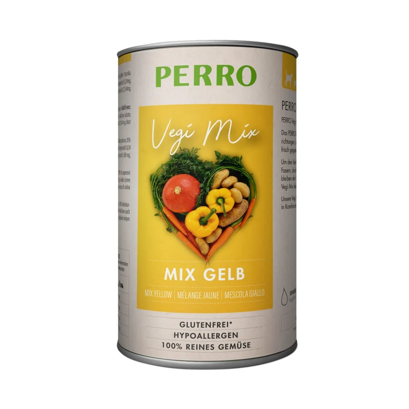 Perro Vegi Mix Gelb – 100% Gemüse für Hunde mit Allergien & Unverträglichkeiten | Vitaminreich & Schonend Gegart