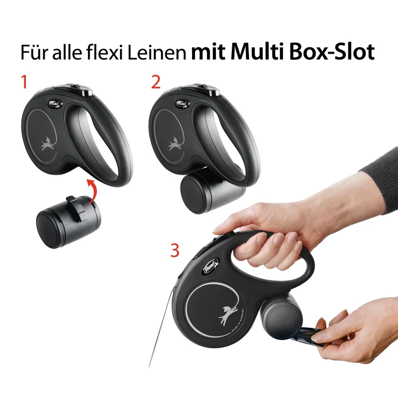 Flexi Multibox – Praktische Kotbeutelbox & Snackbox für Flexi Hundeleine | Immer griffbereit beim Gassigehen | Passt für New Comfort, Classic, Neon & Xtreme